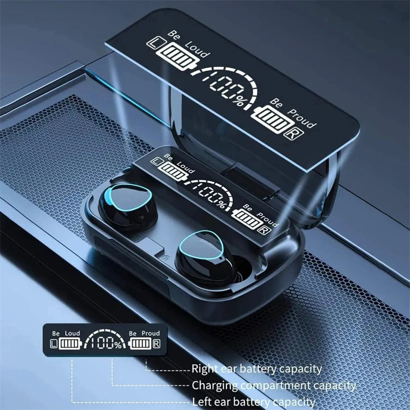 Original Wireless Bluetooth Headset Bluetooth Headphones with Mic Earbuds Charger Box LED Display Fone M10 Earphones