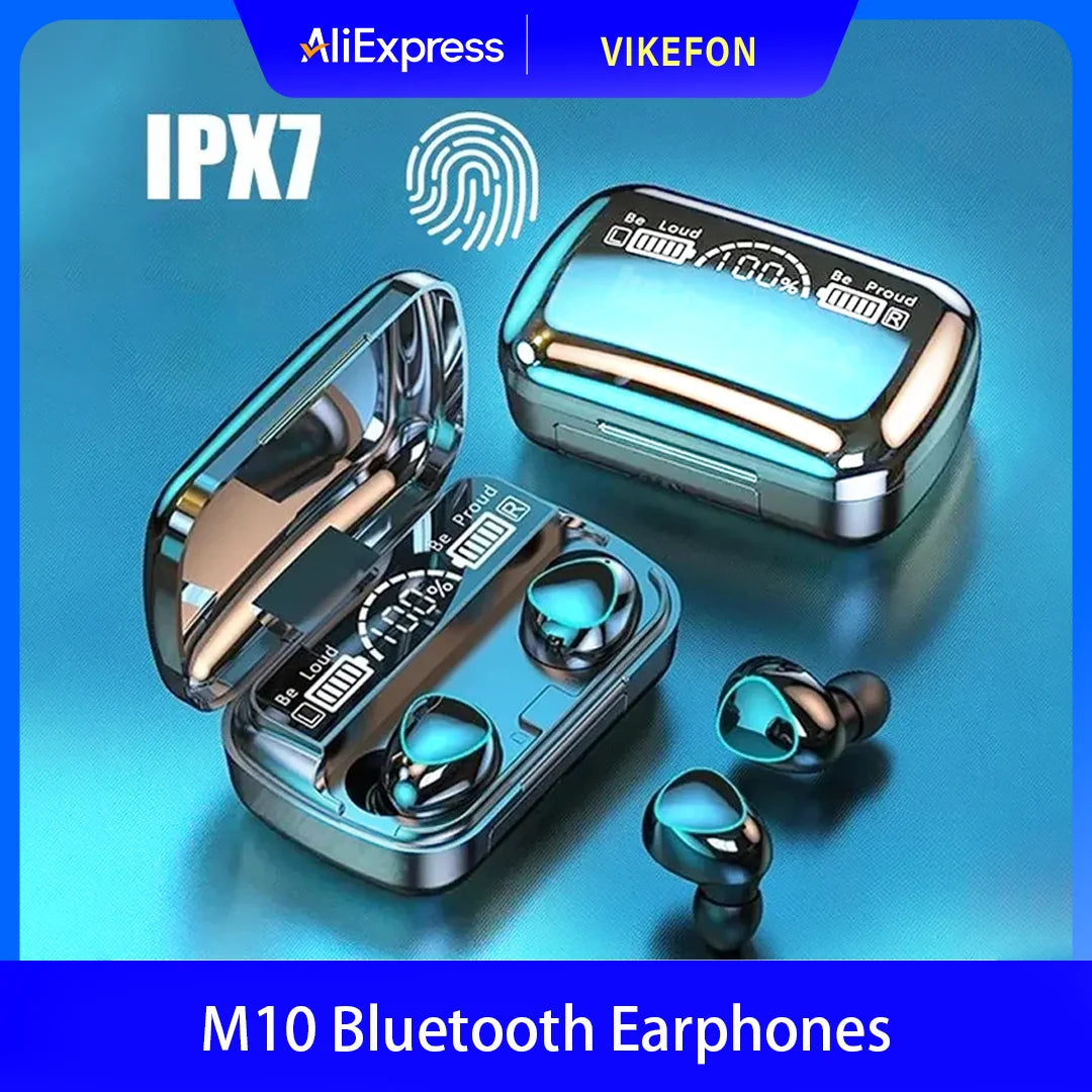 M10 Bluetooth Earphones Handfree LED Dispay Headphones Bluetooth HiFi Stereo Music Wireless Earbuds Waterproof Gaming Headset